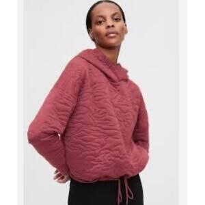 GapFit Gap Women Red Small Sweatshirt Hoodie Embroidered Quilted Burgundy